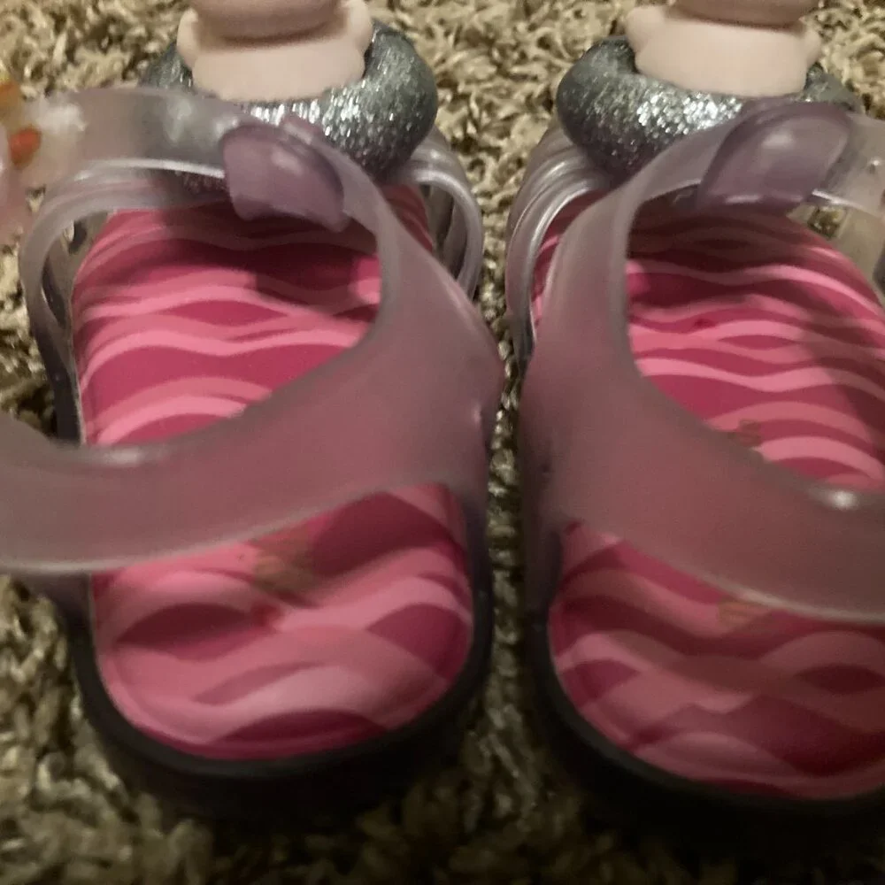 Mini Melissa Pig Jelly Sandals Infant Size 5 Clear Ankle Straps Clear Sparkly